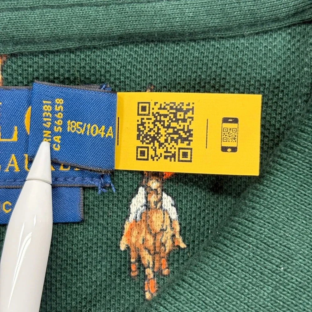Polo Ralph Lauren Mesh Polo Shirt Mens XL Green Allover Pony Embroidery NWT
